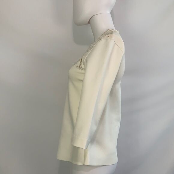 Valentino cream high neck open front top - Picture 4 of 8